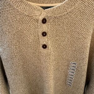Men's Beige Sweater with Button Detail